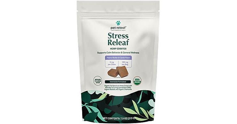 Pet Releaf Stress Releaf Hemp Edibites for Medium to Large Dogs Peanut Butter Carob Clean Run